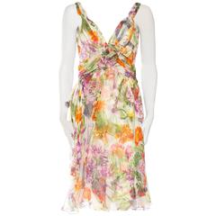 1990s Backless John Galliano Christian Dior Beaded Floral Chiffon Garden Dress 10
