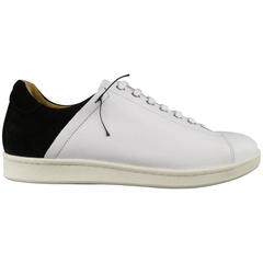 Men's DAMIR DOMA Size 10 White & Black Two Toned Leather Sneakers