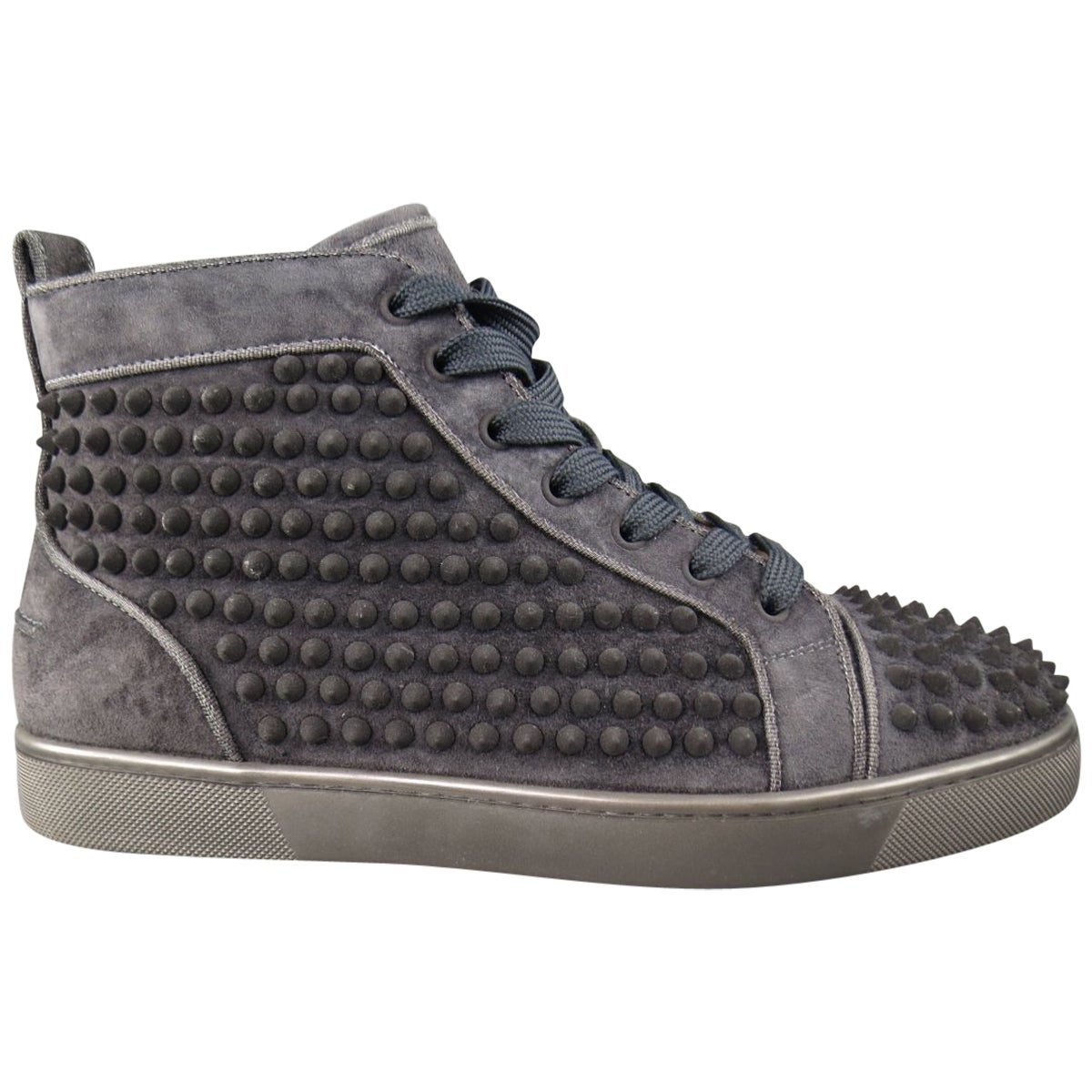 Christian Louboutin Men's Louis Flat Patent Carr Spikes High Top Sneaker  42.5 For Sale at 1stDibs
