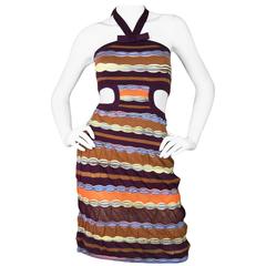 M Missoni Multi-Colored Knit Halter Neck Cut Out Dress 10