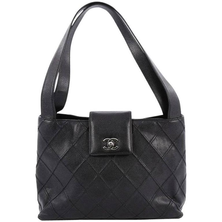 Chanel Black Caviar Leather Shoulder Bag - Vintage Lux