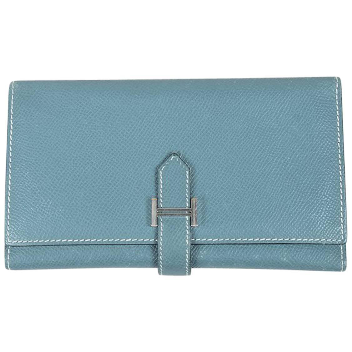Hermes "Blue Jean" Epsom Leather "Bearn" Wallet For Sale
