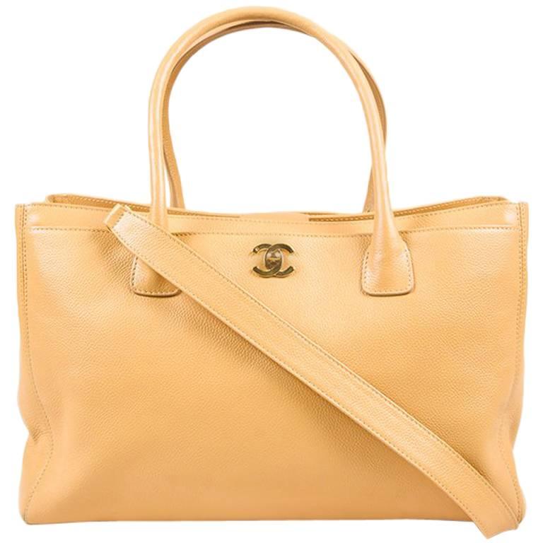 Chanel "Executive Cerf" Beige Caviar Leather XL Tote For Sale
