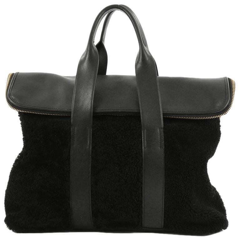 3.1 Phillip Lim 31 Hour Fold-Over Tote Shearling and Leather