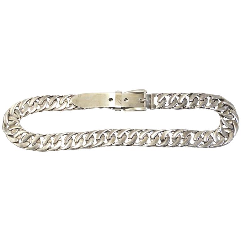 Rare 1970s Gucci Sterling Silver Chain Flat Link Belt at 1stDibs ...