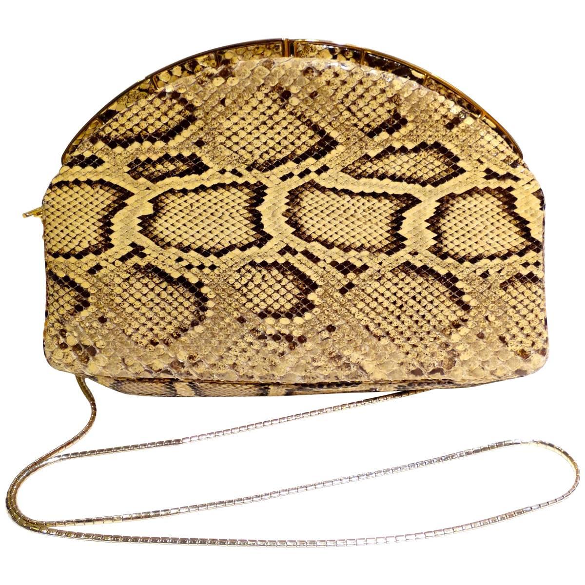 Judith Leiber Python Snakeskin Evening Bag For Sale