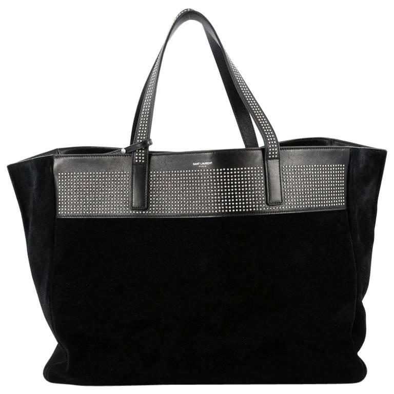 Saint Laurent Reversible East West Shopper Tote Studded Leather and Suede  at 1stDibs
