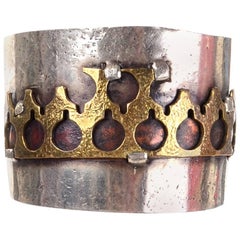 Signed Lilla Modern Brutalist Handmade Israel Mixed Metal Vintage Bracelet Cuff