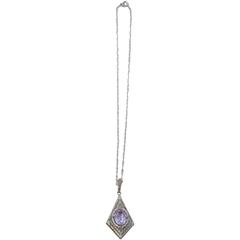 Antique 20s Amethyst Pendent Chain Necklace