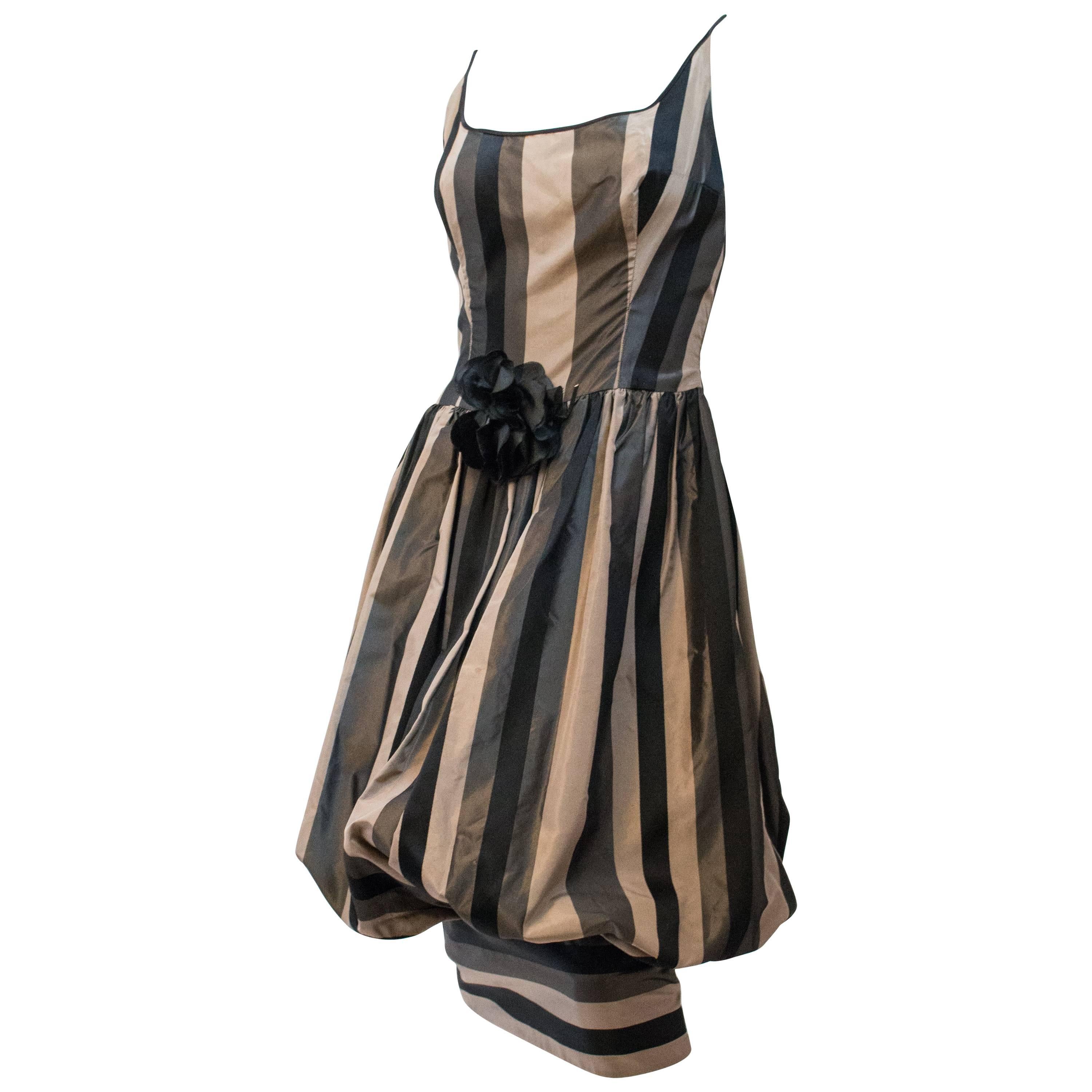 80s Silk Stripe Balloon Dress For Sale at 1stDibs | balloon dress style ...