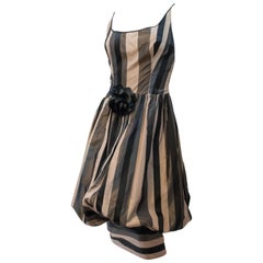 80s Silk Stripe Balloon Dress