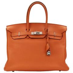 2010 Hermes Orange Togo Leather Birkin 35cm 2