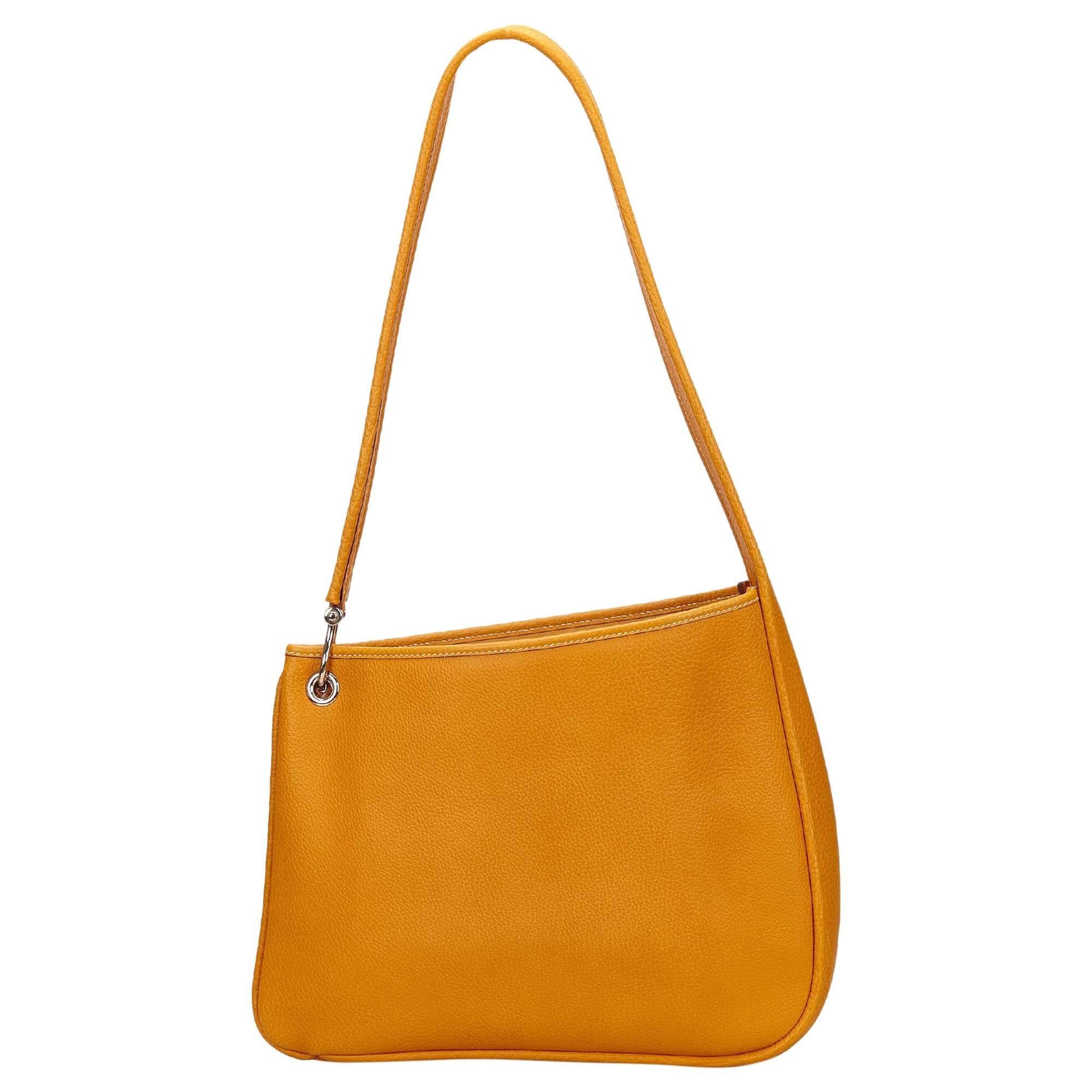 Hermes Orange Fjord Leather Shoulder Bag