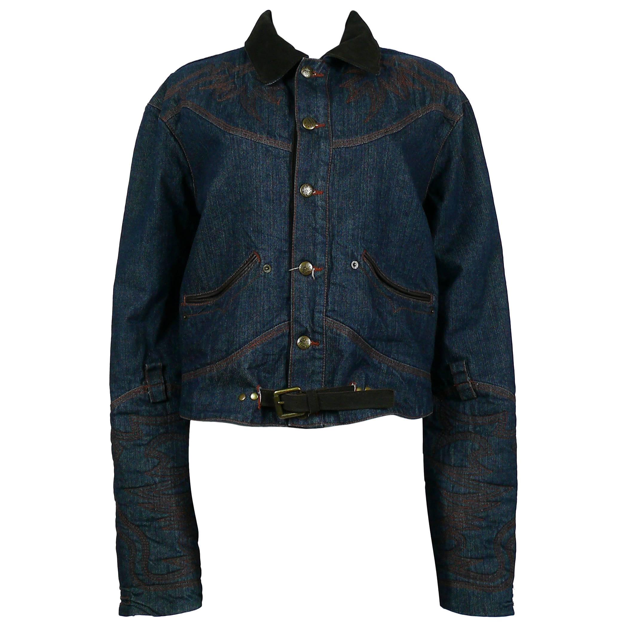 Jean Paul Gaultier Men's Western-style Cowboy Denim Jacket USA Size 32