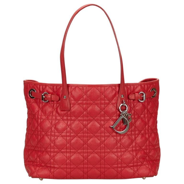 Dior Red Cannage Tote For Sale at 1stdibs