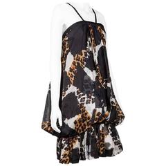 YVES SAINT LAURENT Balloon Wild Printed Silk Dress 36FR 8