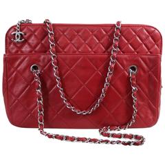 Chanel Red Large Quilted Letaher Bag 3