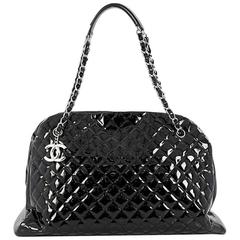 Chanel Just Mademoiselle Handbag Quilted Patent Maxi