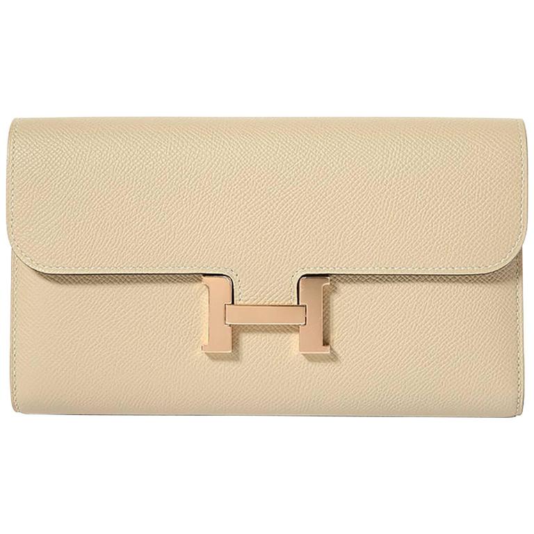 Hermes Constance Wallet Epsom Leather Craie Color GHW at 1stDibs