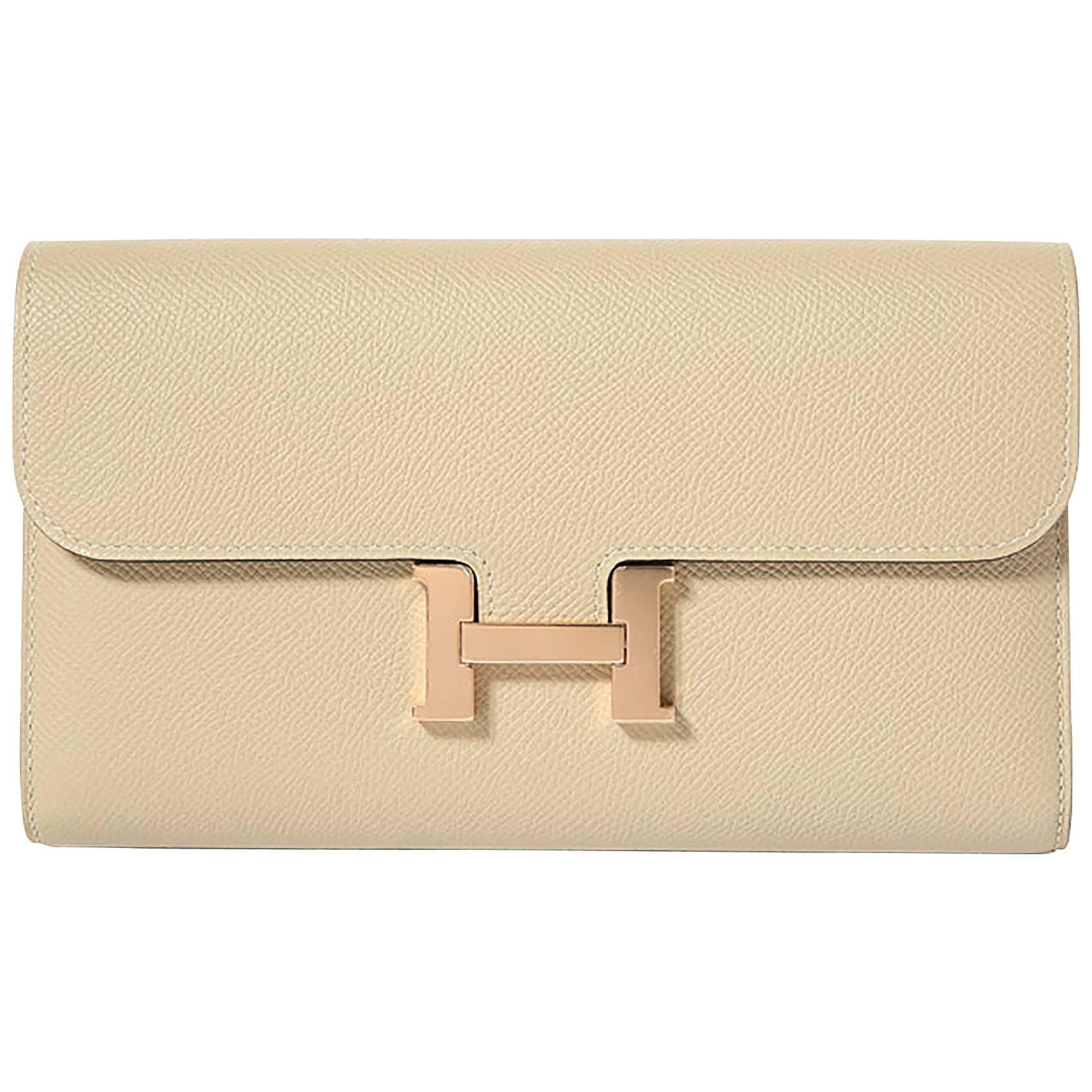 Hermes Constance Wallet Epsom Leather Craie Color GHW