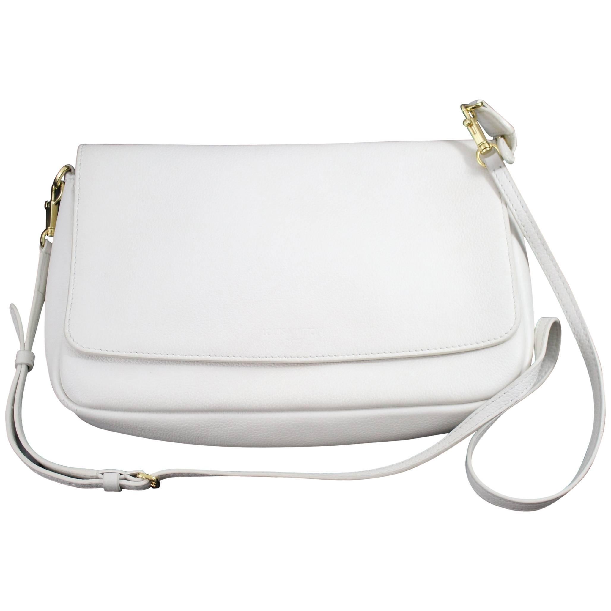 Louis Vuitton 2014 Monaco Cruise Collection White Grained Leather Bag For Sale