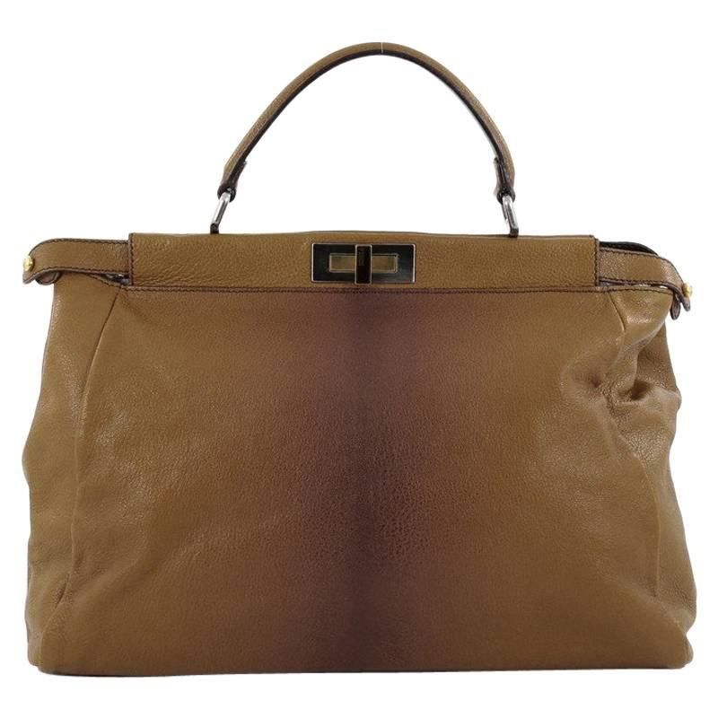 Fendi Peekaboo Handbag Leather with Calf Hair Interior Large