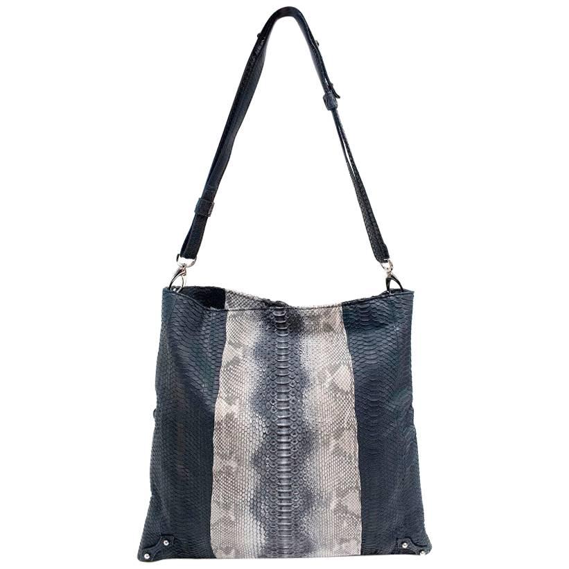 Adeline Germain Navy Python Shoulder Bag  For Sale