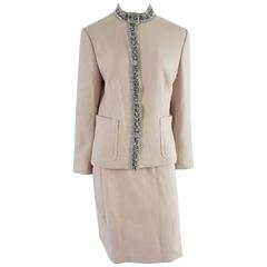 Dolce & Gabbana Pink Tweed Skirt Suit with a Rhinestone Trim