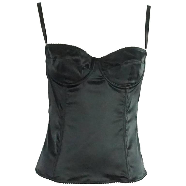 Dolce and Gabbana Black Satin Bustier Top - 44 at 1stDibs | dolce and ...