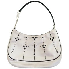 Prada Ivory Satin Baguette with Grommet and Sequins 