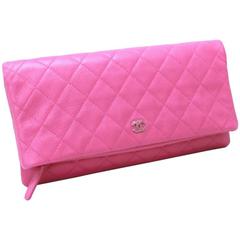 Chanel Pink Caviar Flap Medium Evening Clutch Purse