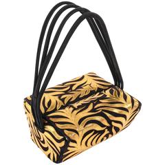 KORET c.1940's Black Suede & Gold Metallic Leather Filigree Box Purse RARE 1
