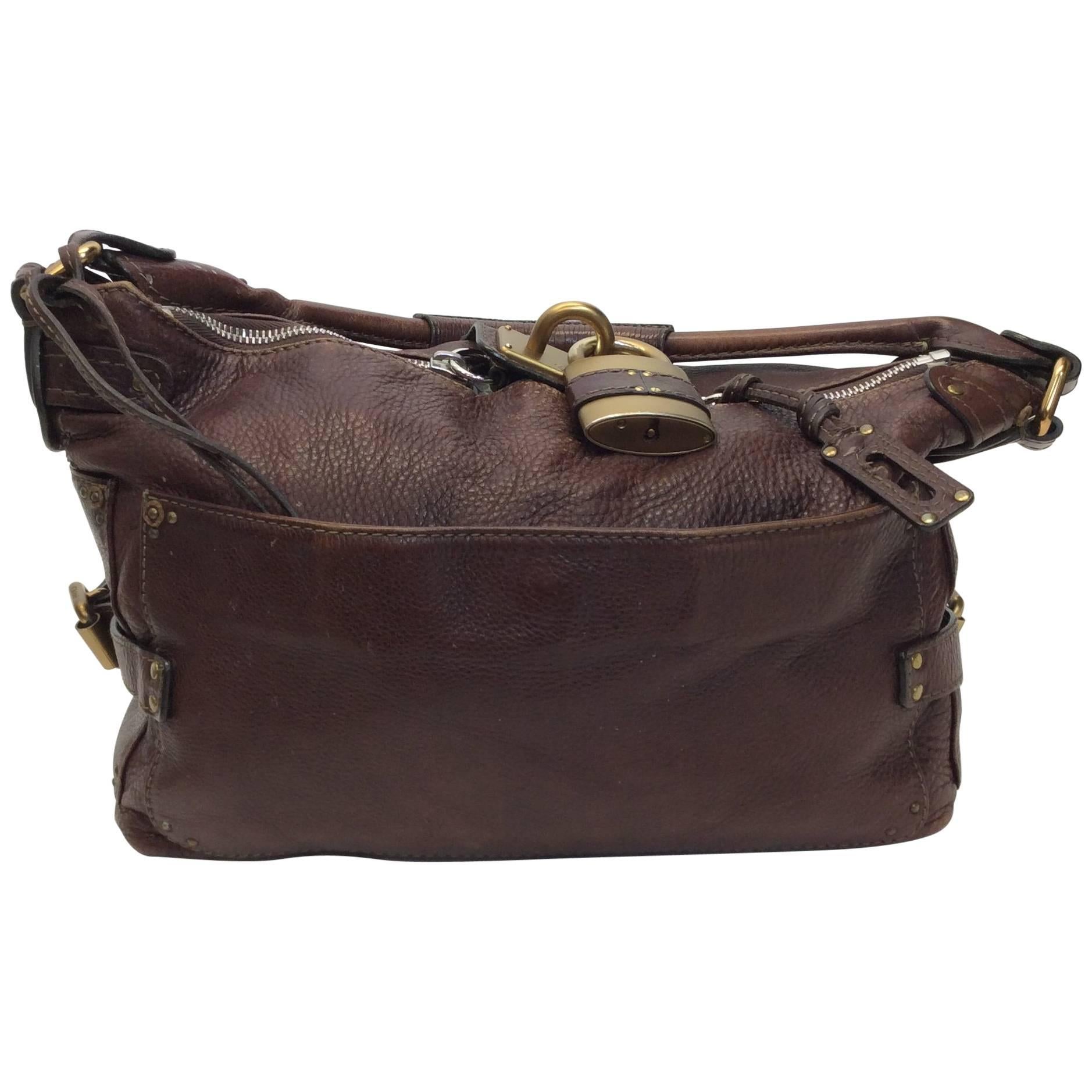 Chloe Vintage Brown Leather Large Purse For Sale