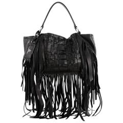 Used Prada Convertible Fringe Shoulder Bag Woven Nappa Leather Medium