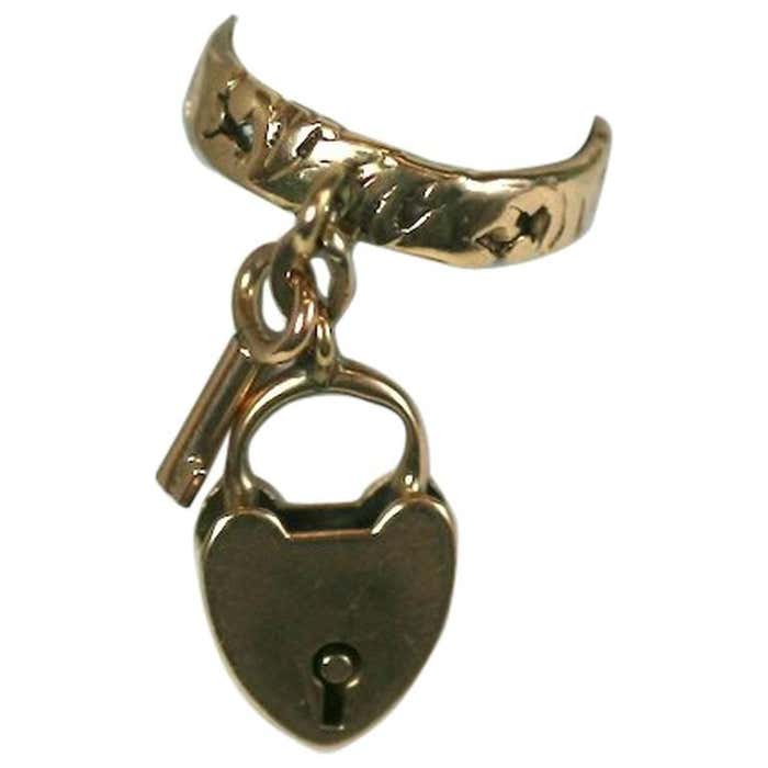 Locked Key Rings Charming Lock and Key Charm Ring For Sale at 1stDibs | elk ivory ...