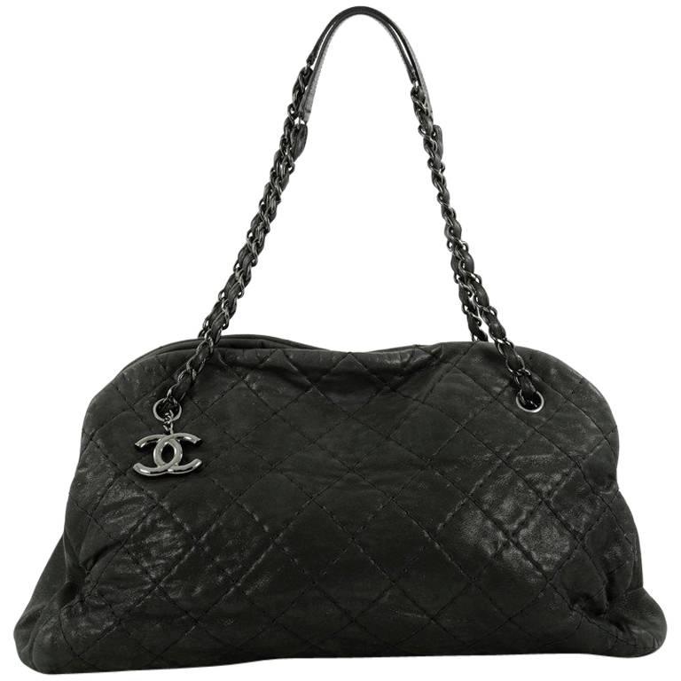 Chanel Just Mademoiselle Handbag Quilted Iridescent Leather Maxi