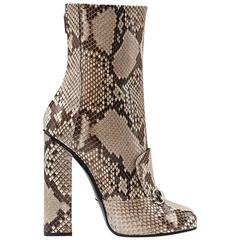 New $2450 GUCCI Lillian Python Ankle Beige Brown Boots Booties IT 38 - US 8.5 