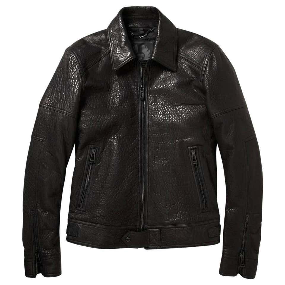 New BELSTAFF Men's MARSHE Black 100% Leather Jacket Italian 48 - US 38 ...