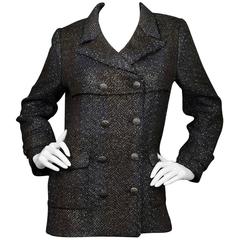 Chanel '07 Grey & Brown Double Breasted Jacket w/ Star Buttons sz FR44 10