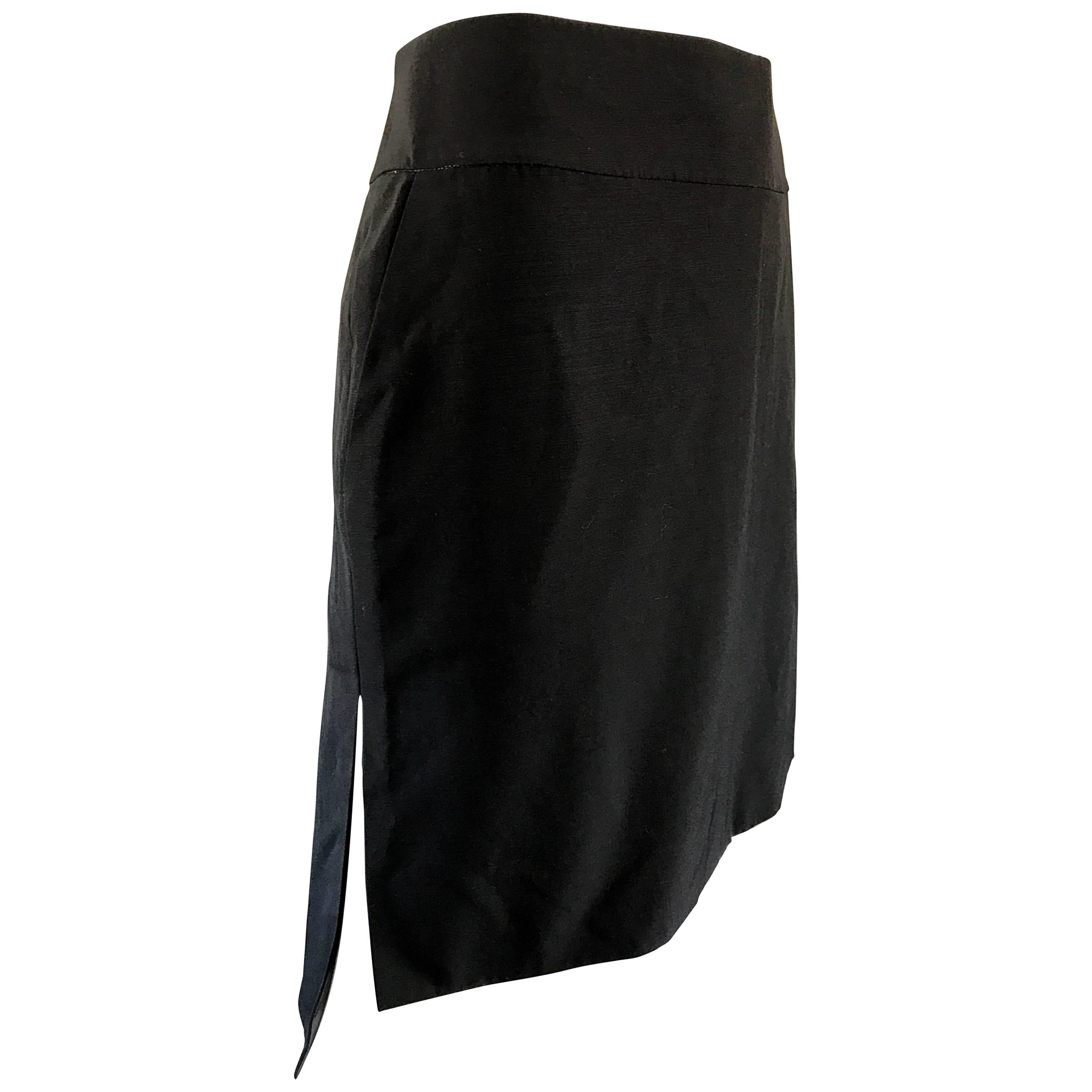 Sexy Vintage Yves Saint Laurent Leather High Waisted Black Pencil Skirt ...