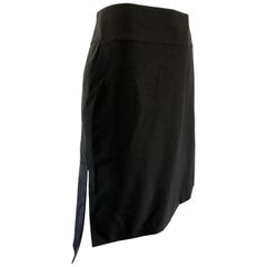 Vintage Yves Saint Laurent Rive Gauche YSL Black Hi - Lo Asymmetrical 90s Skirt