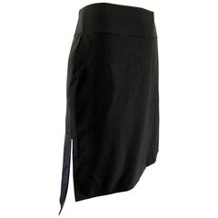Vintage Yves Saint Laurent Rive Gauche YSL Black Hi - Lo Asymmetrical 90s Skirt 12