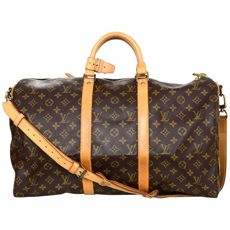 Louis Vuitton Monogram Keepall Bandouliere 50 Duffle Bag For Sale at 1stdibs