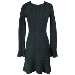 Alaia Dark Green Rib Knit Dress circa 1990s 3