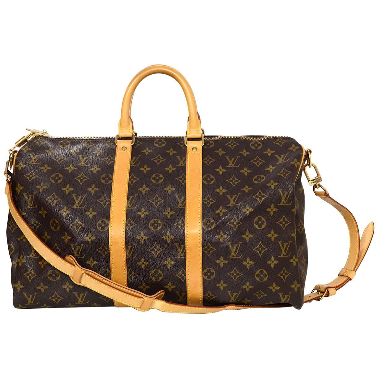 Louis Vuitton Monogram Keepall Bandouliere 45 Duffle Bag