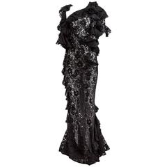 Junya Watanabe Comme des Garçons Sheer Ruffled Lace Gown 2