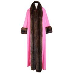 Norman Norell Pink Dress and Sleeveless Dust Coat with Fur Trim circa 1960s