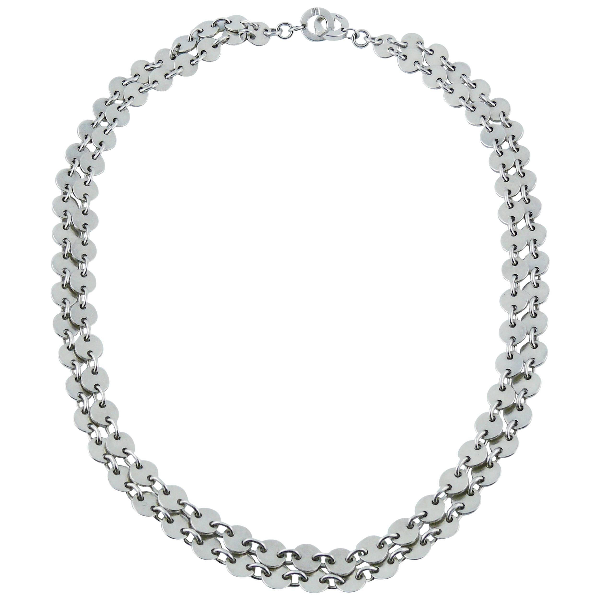 Hermès Vintage Sterling Silver Double Strand Confettis Necklace at