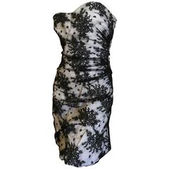 D&G Dolce & Gabbana Vintage Lace Overlay Strapless Cocktail Dress 11