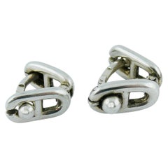 Hermès Vintage Chaine d'Ancre Silver Cufflinks